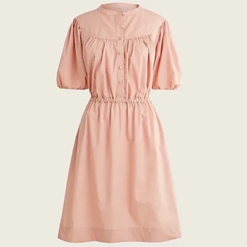 J. Crew Puff Sleeve Poplin Button Front Shirt Midi Dress